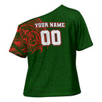 Personalized South Sydney Rabbitohs Cross Shoulder Shirt Polynesian Tribal Chest and Sleeve Tattoo