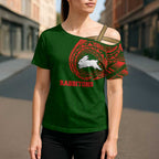 Personalized South Sydney Rabbitohs Cross Shoulder Shirt Polynesian Tribal Chest and Sleeve Tattoo