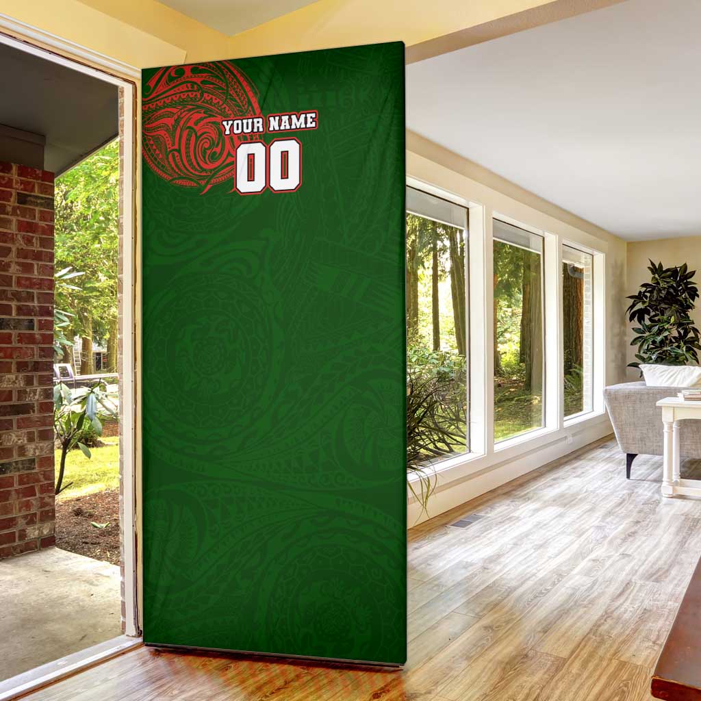 Personalized South Sydney Rabbitohs Door Cover Polynesian Tribal Chest and Sleeve Tattoo