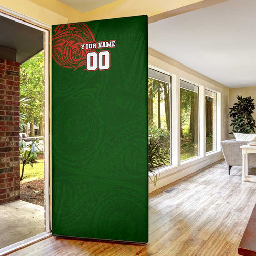 Personalized South Sydney Rabbitohs Door Cover Polynesian Tribal Chest and Sleeve Tattoo