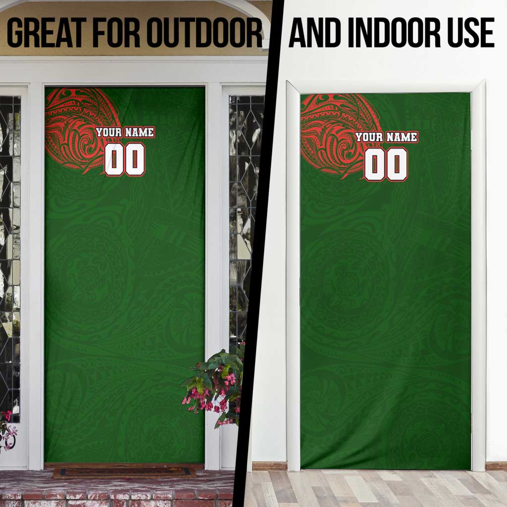 Personalized South Sydney Rabbitohs Door Cover Polynesian Tribal Chest and Sleeve Tattoo