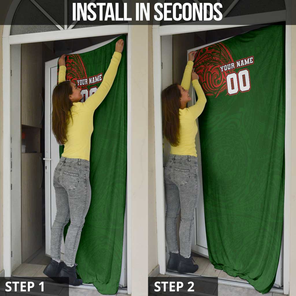 Personalized South Sydney Rabbitohs Door Cover Polynesian Tribal Chest and Sleeve Tattoo