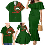 Personalized South Sydney Rabbitohs Family Matching Mermaid Dress and Hawaiian Shirt Polynesian Tribal Chest and Sleeve Tattoo