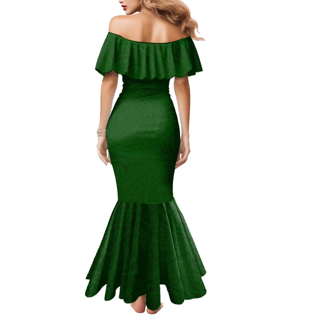 Personalized South Sydney Rabbitohs Family Matching Mermaid Dress and Hawaiian Shirt Polynesian Tribal Chest and Sleeve Tattoo