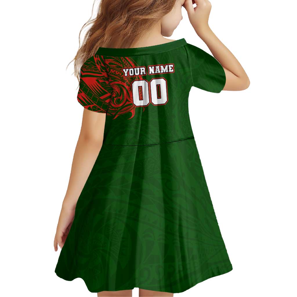 Personalized South Sydney Rabbitohs Family Matching Off Shoulder Maxi Dress and Hawaiian Shirt Polynesian Tribal Chest and Sleeve Tattoo