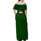 Personalized South Sydney Rabbitohs Family Matching Off Shoulder Maxi Dress and Hawaiian Shirt Polynesian Tribal Chest and Sleeve Tattoo