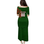 Personalized South Sydney Rabbitohs Family Matching Puletasi and Hawaiian Shirt Polynesian Tribal Chest and Sleeve Tattoo