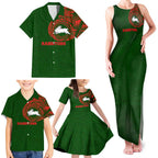 Personalized South Sydney Rabbitohs Family Matching Tank Maxi Dress and Hawaiian Shirt Polynesian Tribal Chest and Sleeve Tattoo