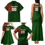 Personalized South Sydney Rabbitohs Family Matching Tank Maxi Dress and Hawaiian Shirt Polynesian Tribal Chest and Sleeve Tattoo