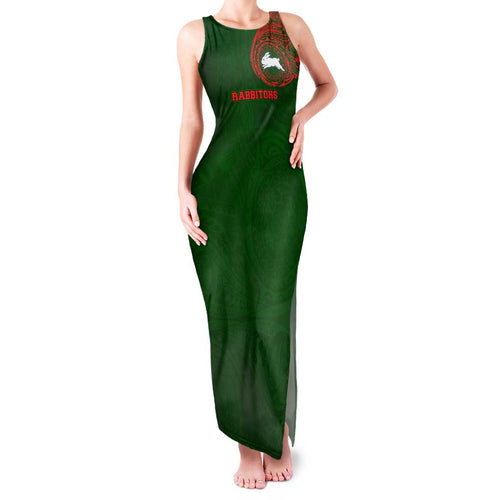 Personalized South Sydney Rabbitohs Family Matching Tank Maxi Dress and Hawaiian Shirt Polynesian Tribal Chest and Sleeve Tattoo