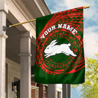 Personalized South Sydney Rabbitohs Garden Flag Polynesian Tribal Chest and Sleeve Tattoo