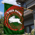 Personalized South Sydney Rabbitohs Garden Flag Polynesian Tribal Chest and Sleeve Tattoo