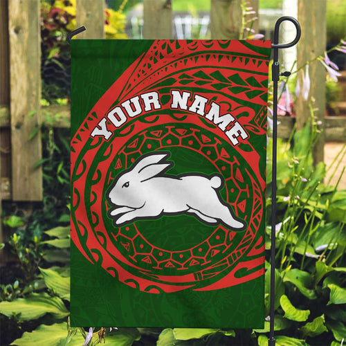 Personalized South Sydney Rabbitohs Garden Flag Polynesian Tribal Chest and Sleeve Tattoo