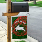 Personalized South Sydney Rabbitohs Garden Flag Polynesian Tribal Chest and Sleeve Tattoo