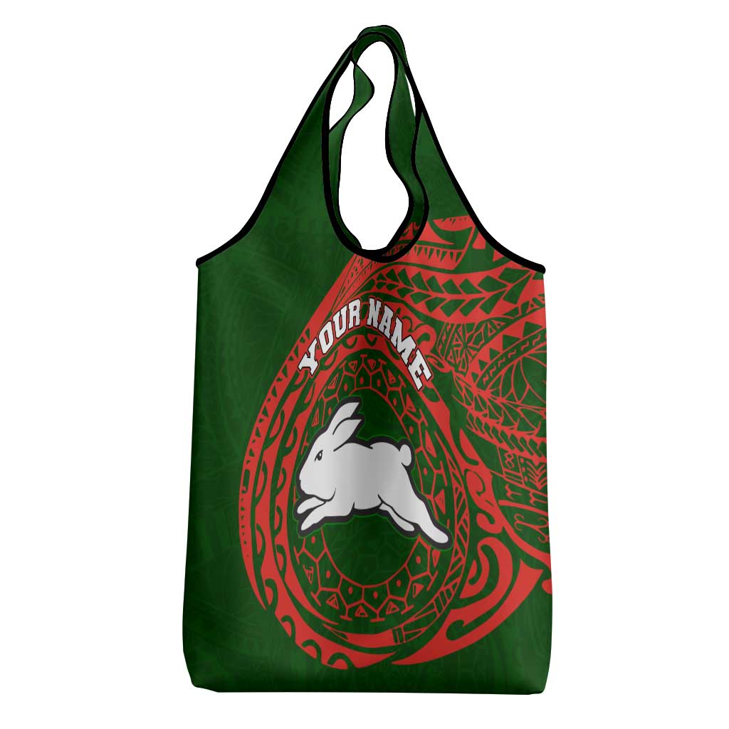Personalized South Sydney Rabbitohs Grocery Bag Polynesian Tribal Chest and Sleeve Tattoo