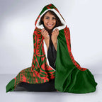 Personalized South Sydney Rabbitohs Hooded Blanket Polynesian Tribal Chest and Sleeve Tattoo