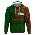 Personalized South Sydney Rabbitohs Hoodie Polynesian Tribal Chest and Sleeve Tattoo