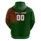 Personalized South Sydney Rabbitohs Hoodie Polynesian Tribal Chest and Sleeve Tattoo