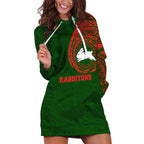 Personalized South Sydney Rabbitohs Hoodie Dress Polynesian Tribal Chest and Sleeve Tattoo
