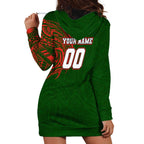 Personalized South Sydney Rabbitohs Hoodie Dress Polynesian Tribal Chest and Sleeve Tattoo