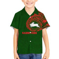 Personalized South Sydney Rabbitohs Kid Hawaiian Shirt Polynesian Tribal Chest and Sleeve Tattoo