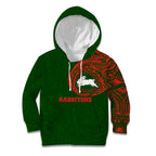 Personalized South Sydney Rabbitohs Kid Hoodie Polynesian Tribal Chest and Sleeve Tattoo