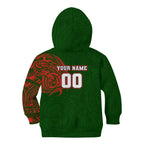 Personalized South Sydney Rabbitohs Kid Hoodie Polynesian Tribal Chest and Sleeve Tattoo