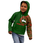 Personalized South Sydney Rabbitohs Kid Hoodie Polynesian Tribal Chest and Sleeve Tattoo