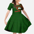 Personalized South Sydney Rabbitohs Kid Short Sleeve Dress Polynesian Tribal Chest and Sleeve Tattoo