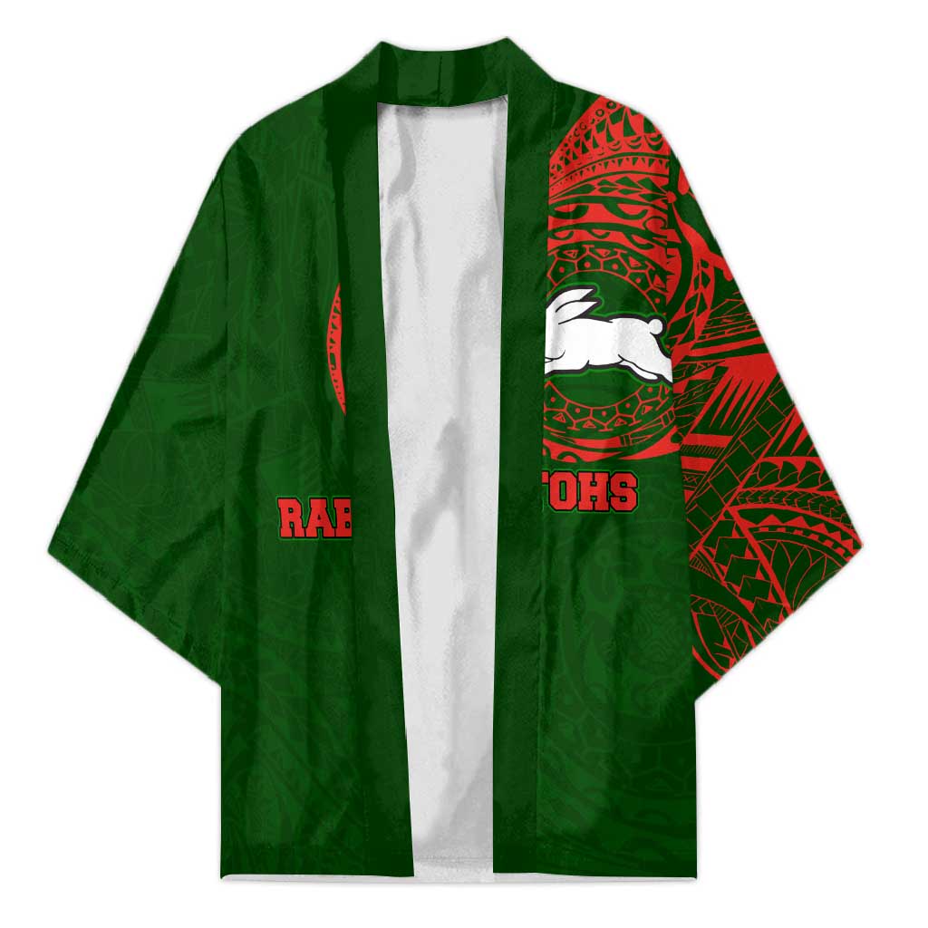 Personalized South Sydney Rabbitohs Kimono Polynesian Tribal Chest and Sleeve Tattoo