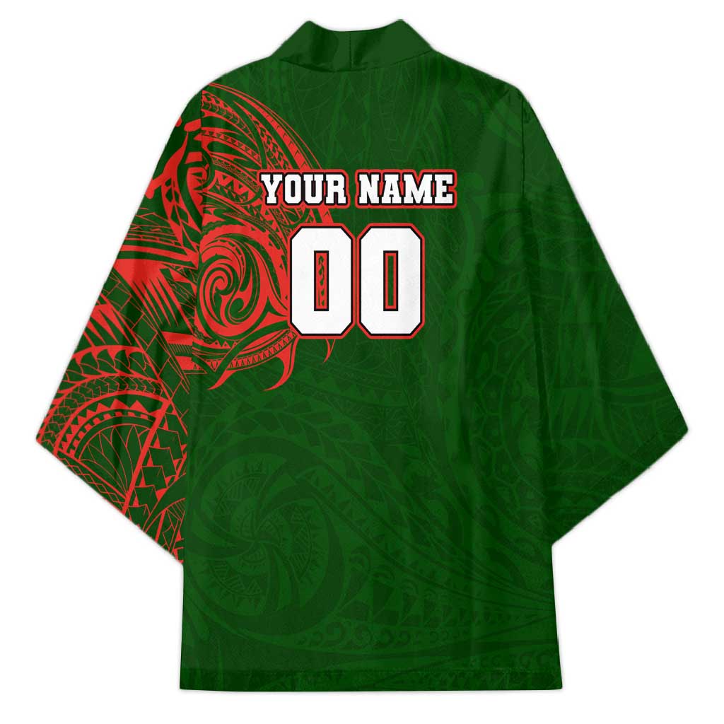 Personalized South Sydney Rabbitohs Kimono Polynesian Tribal Chest and Sleeve Tattoo