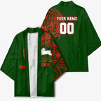 Personalized South Sydney Rabbitohs Kimono Polynesian Tribal Chest and Sleeve Tattoo