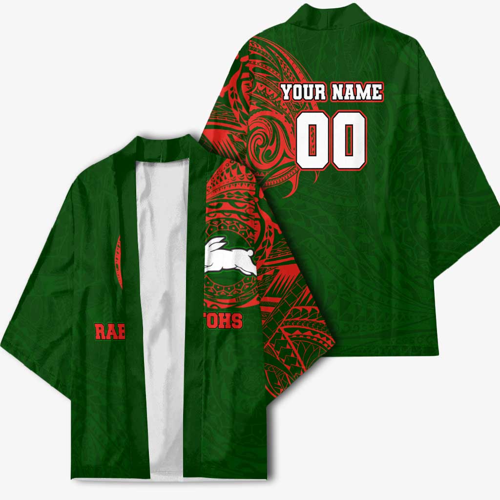 Personalized South Sydney Rabbitohs Kimono Polynesian Tribal Chest and Sleeve Tattoo