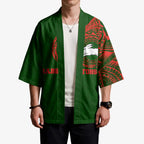 Personalized South Sydney Rabbitohs Kimono Polynesian Tribal Chest and Sleeve Tattoo