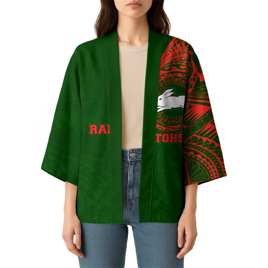 Personalized South Sydney Rabbitohs Kimono Polynesian Tribal Chest and Sleeve Tattoo