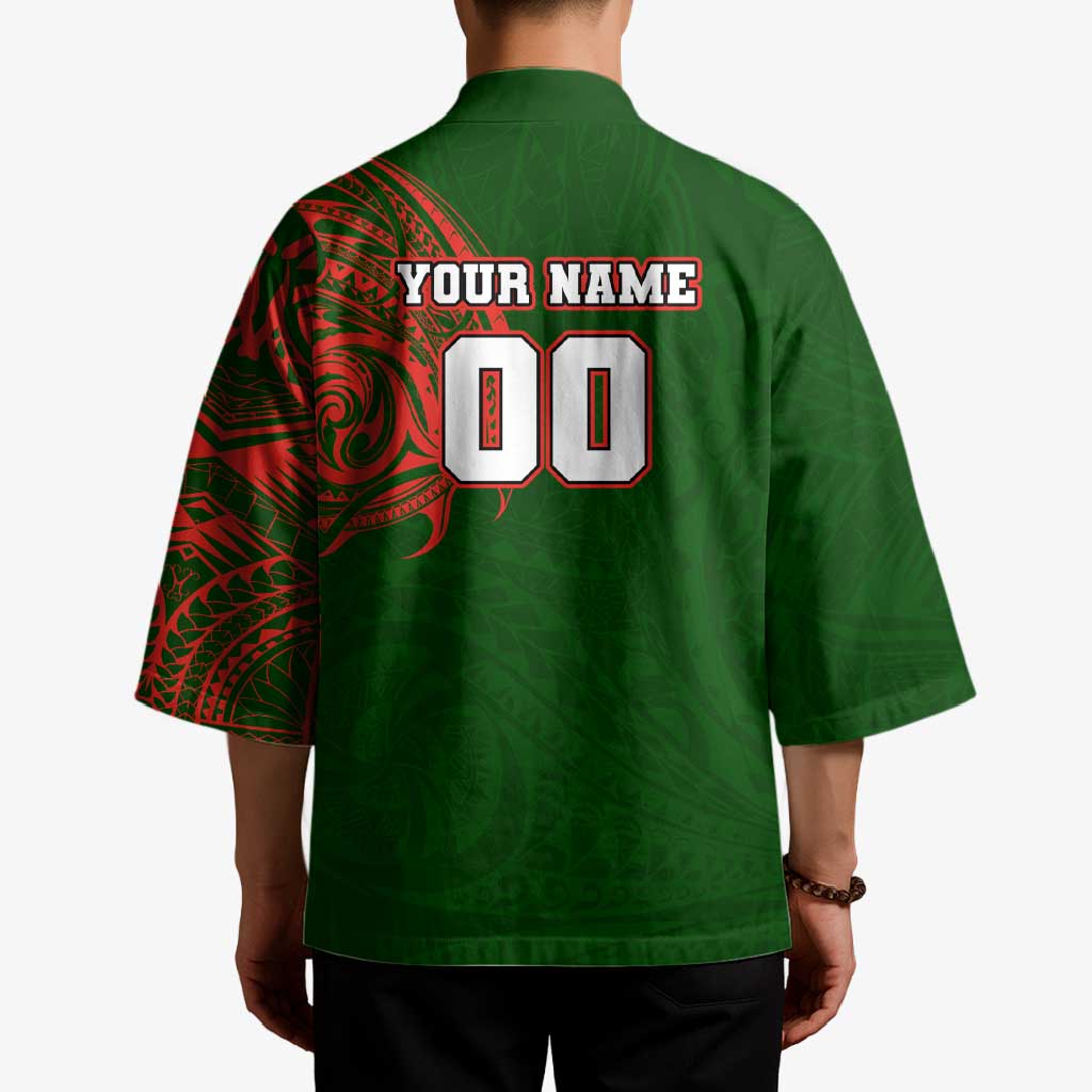 Personalized South Sydney Rabbitohs Kimono Polynesian Tribal Chest and Sleeve Tattoo