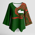 Personalized South Sydney Rabbitohs Kimono Sleeve Blouse Polynesian Tribal Chest and Sleeve Tattoo