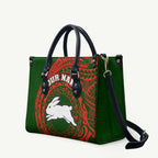 Personalized South Sydney Rabbitohs Leather Bag Polynesian Tribal Chest and Sleeve Tattoo