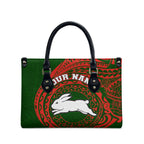 Personalized South Sydney Rabbitohs Leather Bag Polynesian Tribal Chest and Sleeve Tattoo