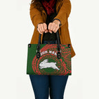 Personalized South Sydney Rabbitohs Leather Bag Polynesian Tribal Chest and Sleeve Tattoo