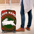 Personalized South Sydney Rabbitohs Luggage Cover Polynesian Tribal Chest and Sleeve Tattoo