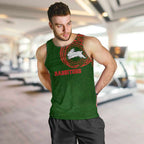 Personalized South Sydney Rabbitohs Men Tank Top Polynesian Tribal Chest and Sleeve Tattoo