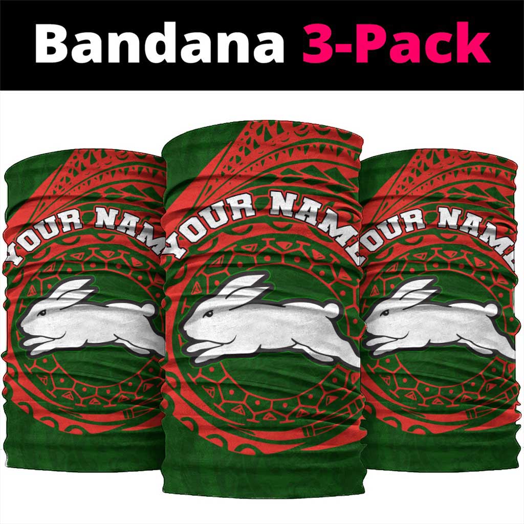 Personalized South Sydney Rabbitohs Neck Gaiter Polynesian Tribal Chest and Sleeve Tattoo