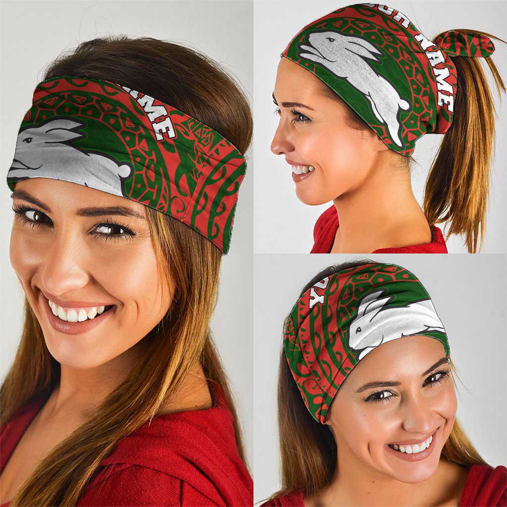 Personalized South Sydney Rabbitohs Neck Gaiter Polynesian Tribal Chest and Sleeve Tattoo