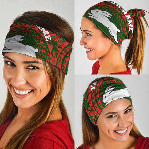 Personalized South Sydney Rabbitohs Neck Gaiter Polynesian Tribal Chest and Sleeve Tattoo