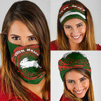 Personalized South Sydney Rabbitohs Neck Gaiter Polynesian Tribal Chest and Sleeve Tattoo