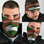 Personalized South Sydney Rabbitohs Neck Gaiter Polynesian Tribal Chest and Sleeve Tattoo