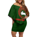 Personalized South Sydney Rabbitohs Off Shoulder Short Dress Polynesian Tribal Chest and Sleeve Tattoo