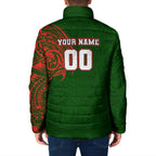 Personalized South Sydney Rabbitohs Padded Jacket Polynesian Tribal Chest and Sleeve Tattoo