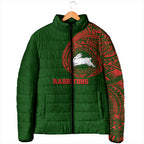Personalized South Sydney Rabbitohs Padded Jacket Polynesian Tribal Chest and Sleeve Tattoo